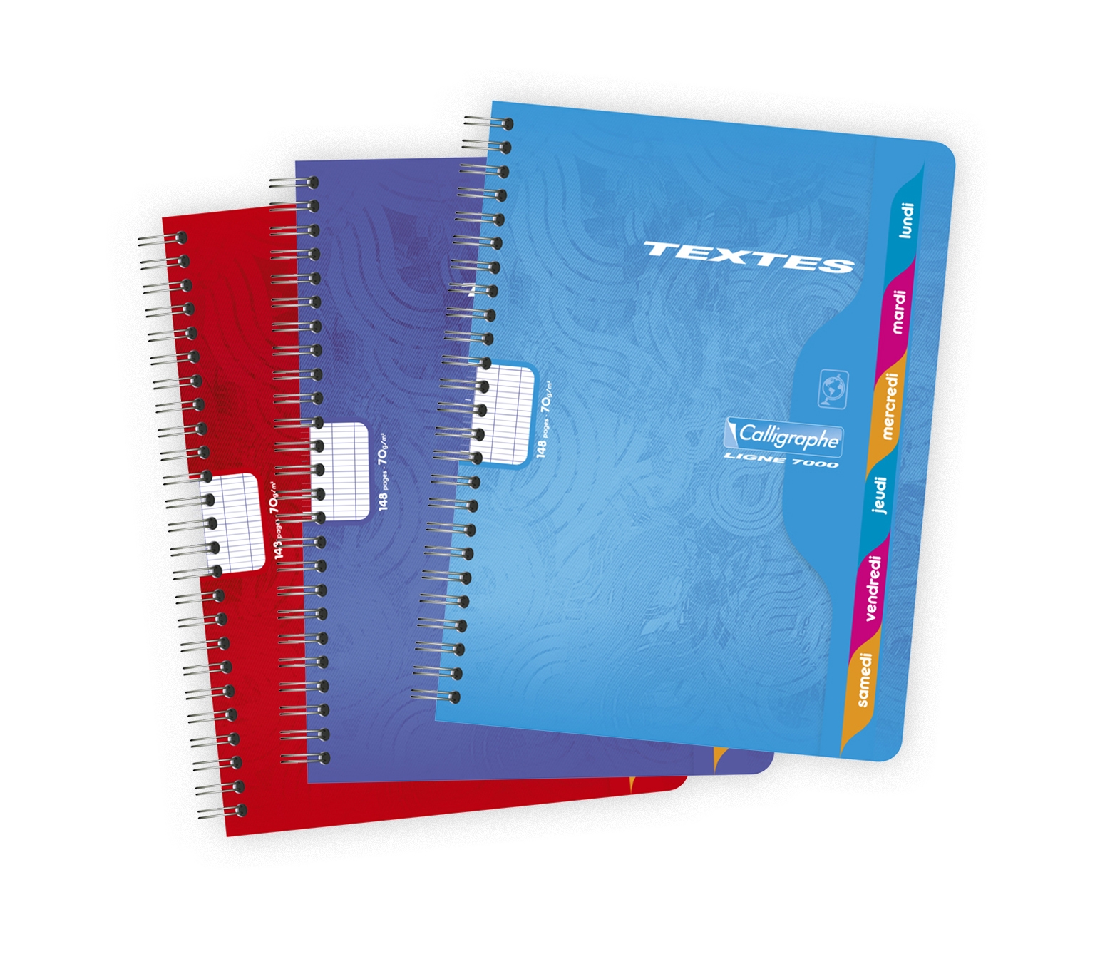 Cahier de textes reliure intégrale 7000 17x22 cm 148 pages grands carreaux 70 g