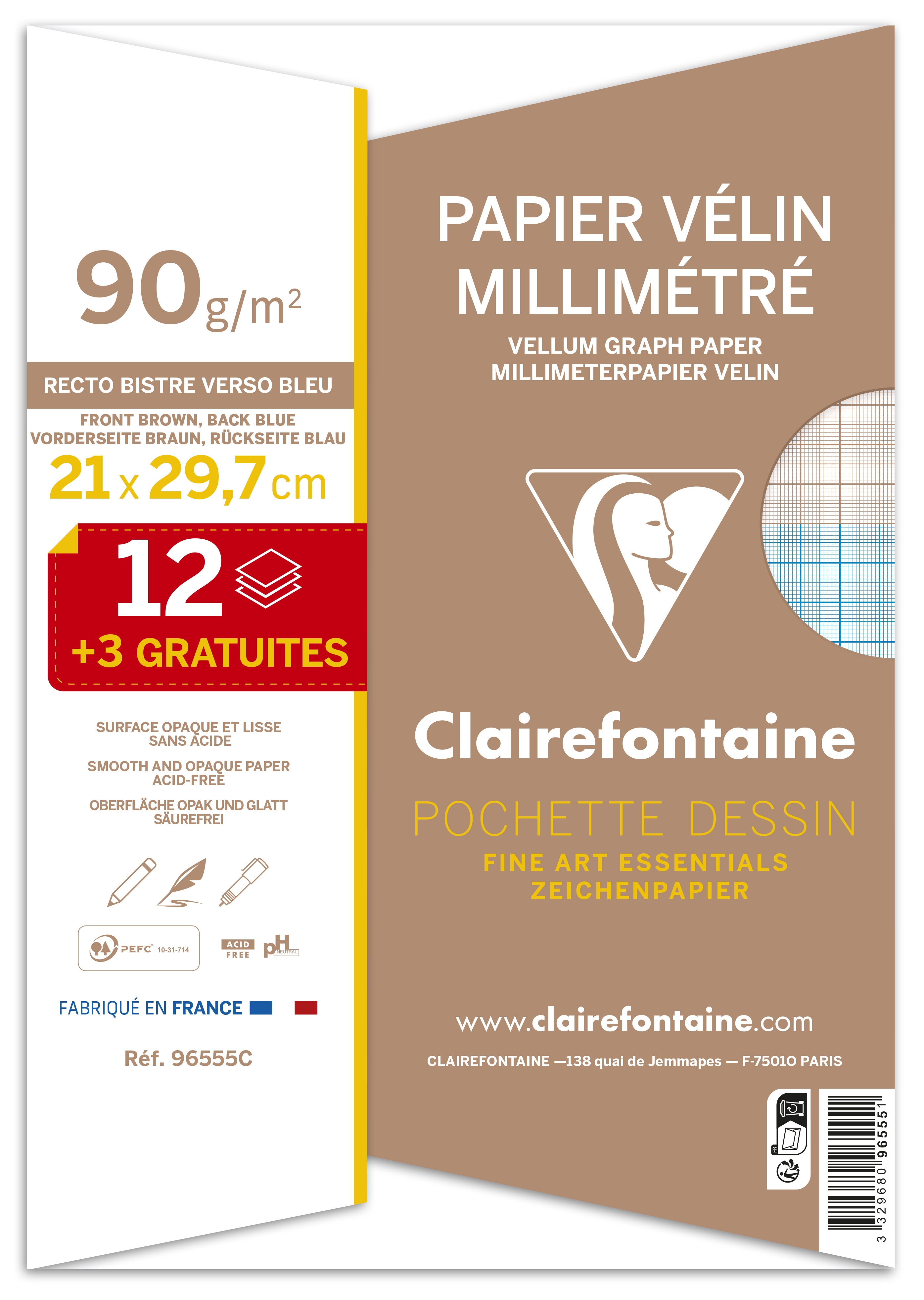 Pochette Papier Millimétré A4 12+3F 90g spéciale rentrée des classes