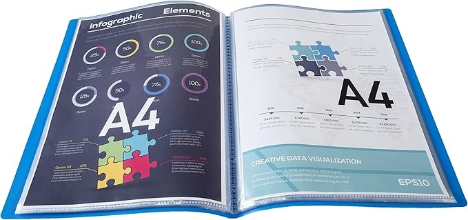 EXACOMPTA Protège-documents en polypropylene 5/10e OPAK pochettes Cristal 100 vues - A4 - Bleu clair