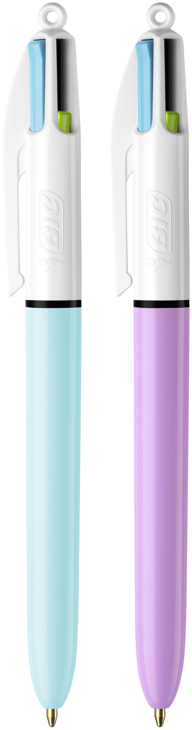 BIC 4 Couleurs Fun Stylos-Bille Rétractables Pointe Moyenne (1,0 mm) - Couleurs Fantaisies Mauve ou Turquoise (Sans Choix Possible), Blister de 1