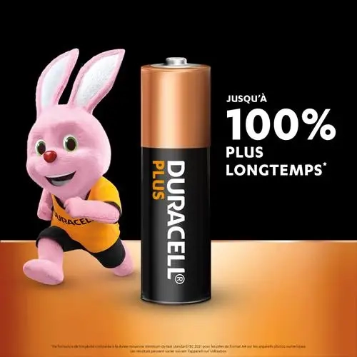 DURACELL Piles alcalines AA Plus 100%, 1,5V LR6 MN1500, lot de 4 piles