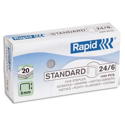 RAPID Agrafes N°24/6 galvanisées en Boîte de 1000