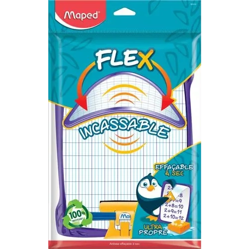 MAPED Kit ardoise blanche incassable + feutre et effaceur - double face grds carreaux - plusieurs coloris