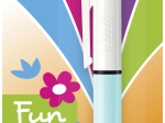 BIC 4 Couleurs Fun Stylos-Bille Rétractables Pointe Moyenne (1,0 mm) - Couleurs Fantaisies Mauve ou Turquoise (Sans Choix Possible), Blister de 1