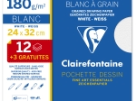 Pochette de Papier Dessin Blanc 24x32cm 12+3F 180g spéciale rentrée des classes