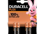 DURACELL Piles alcalines AAA Plus 100%, 1,5V LR03 MN2400, lot de 4 piles