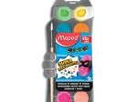 MAPED Boîte de 12 pastilles 30 mm de gouache ultralavable COLOR'PEPS Pinceau inclus