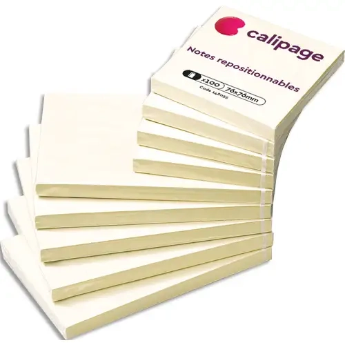 CALIPAGE Bloc repositionnable 100 feuilles Jaunes 76x127mm