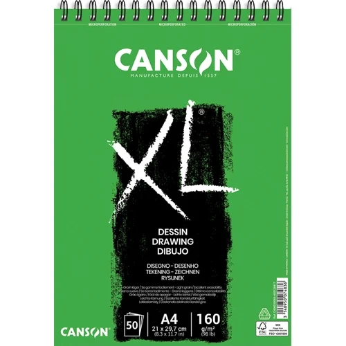 CANSON Bloc de 50 feuilles de papier dessin XL DESSIN 10 160g grand format A4