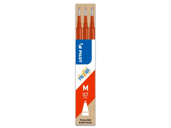 PILOT Set de 3 recharges pour roller FriXion Ball. Pointe moyenne 0,7 mm. Encre gel.